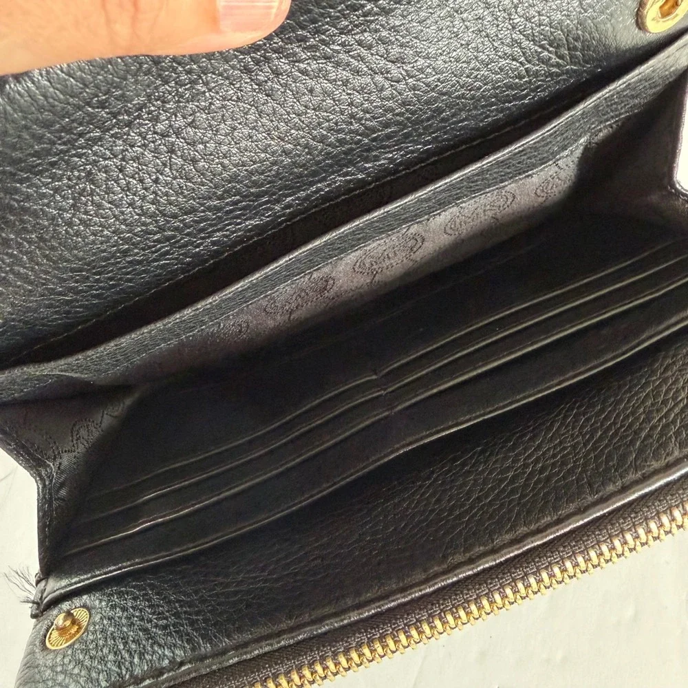 Michael Kors Black Leather Crossbody Wallet Purse Bag